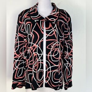 Ming Wang Black and Pink Knit Top Cardigan Sweater Plus 1X Excellent Condition!